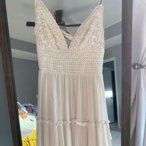 White crochet flowy dress